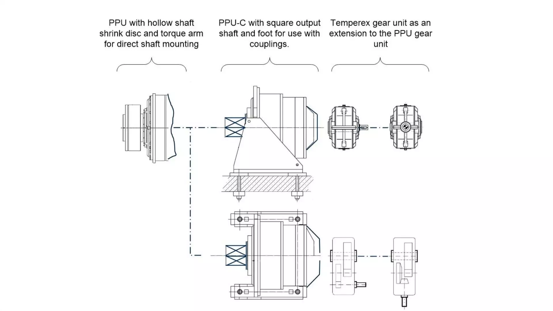 Schematics of MAAG® PPU / Temperex with it’s different options