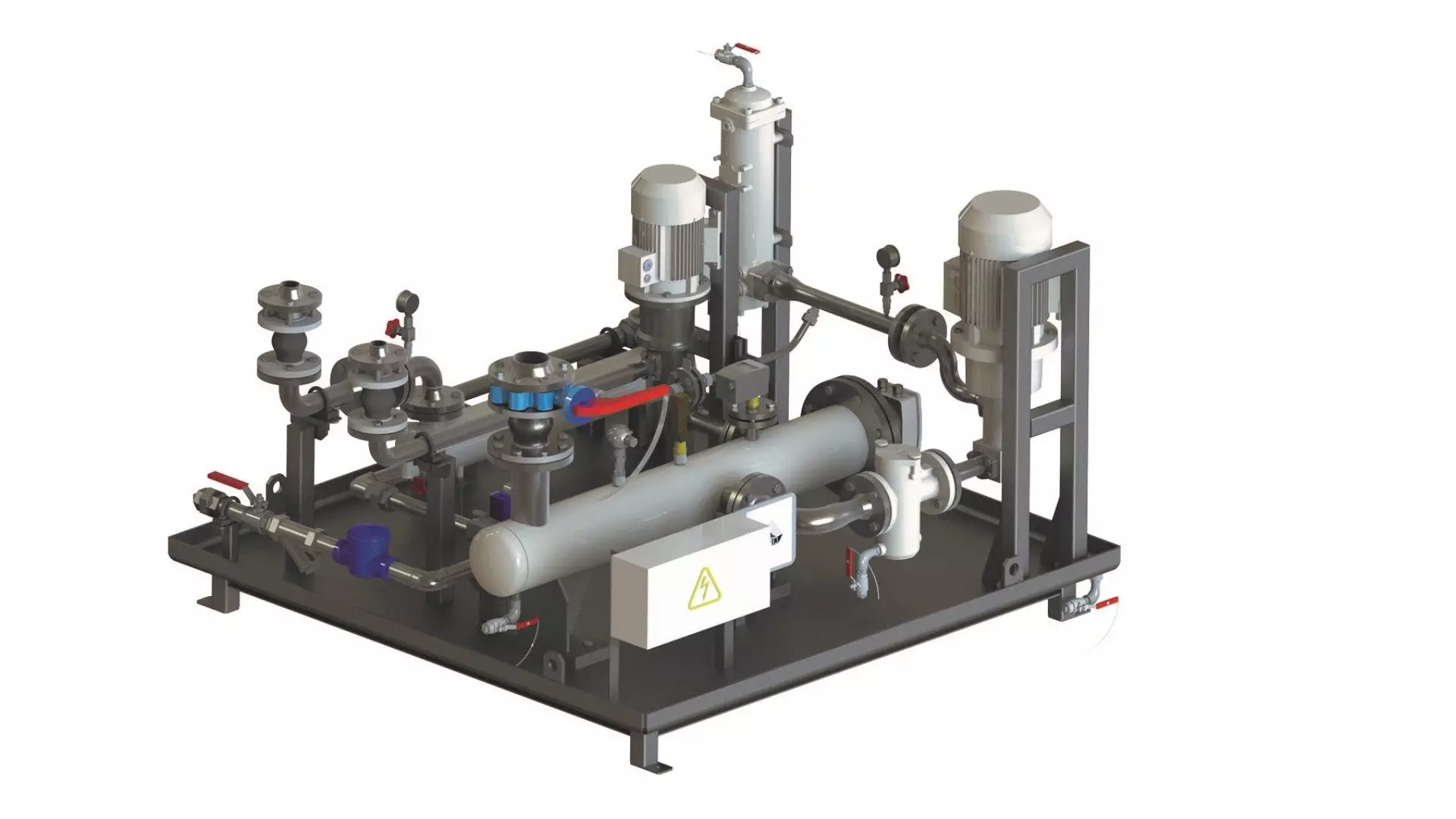 Lubrication system with main pump, filter and cooler