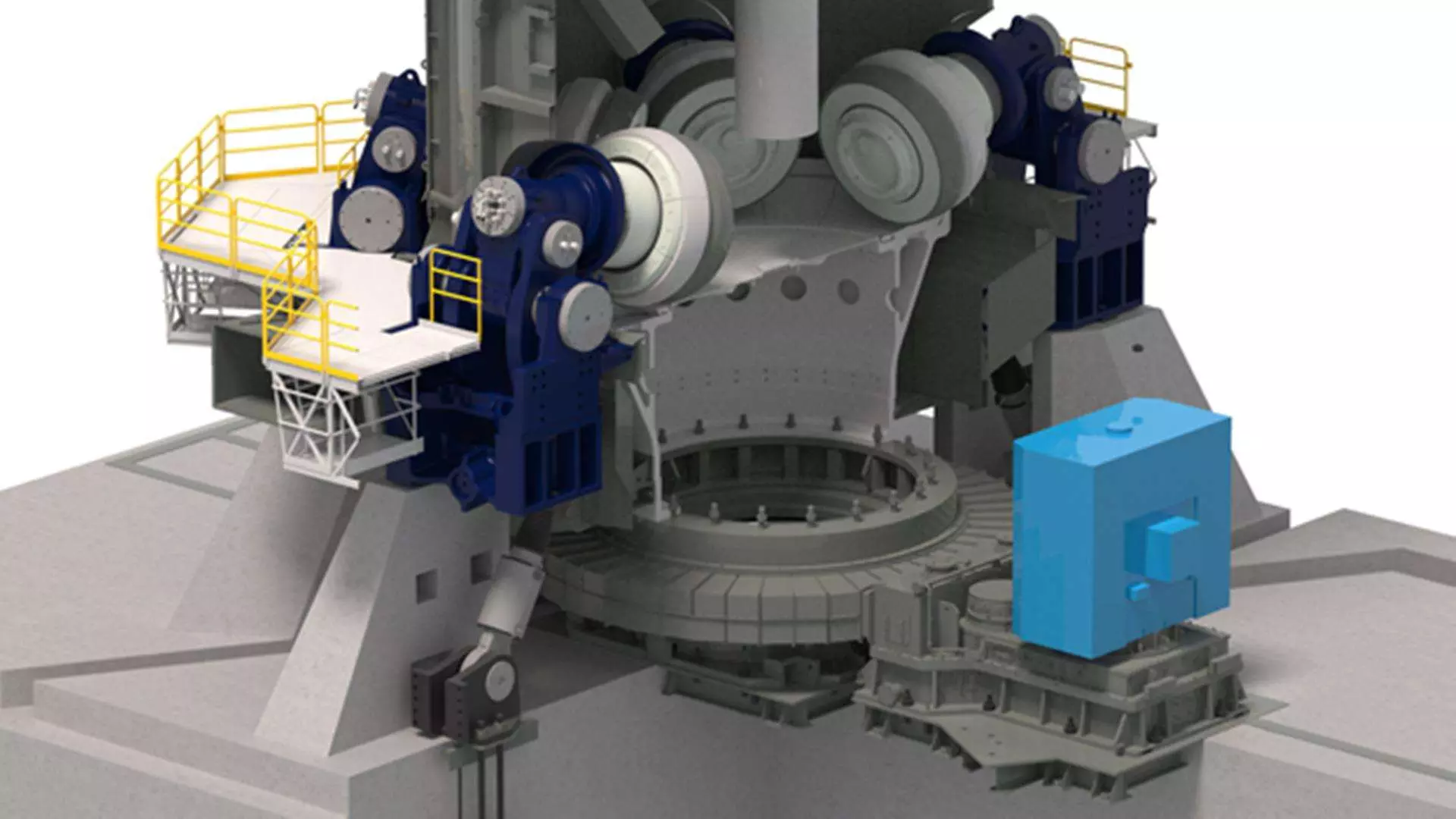 3D Illustration of MAAG® MAX Drive installed in a OK mill for cement grinding